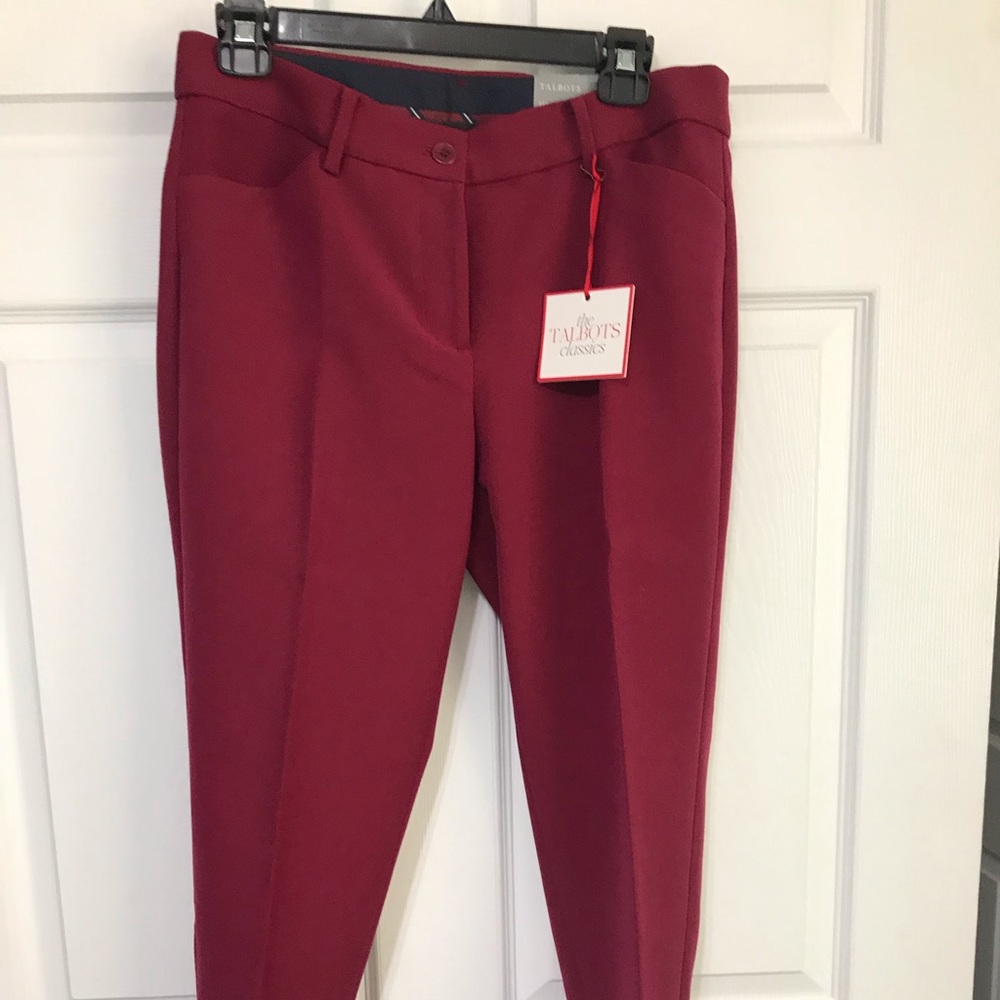 Dress pants, straight leg, ankle length.